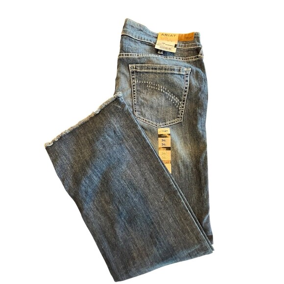 Ariat Jeans Wide Leg NWT Tag Sz 34L Womens Mid Rise Trouser Raw Hem Anabelle - Picture 12 of 12